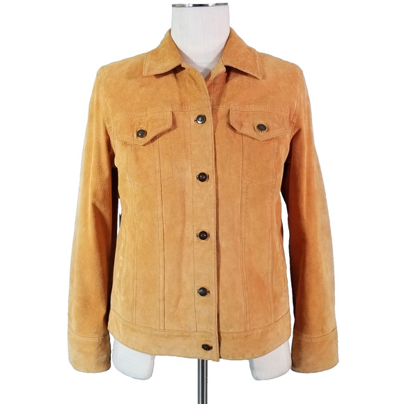Terry Lewis Luxuries Suede Leather Trucker Jacket Women's Medium Tan Distressed - Picture 1 of 11